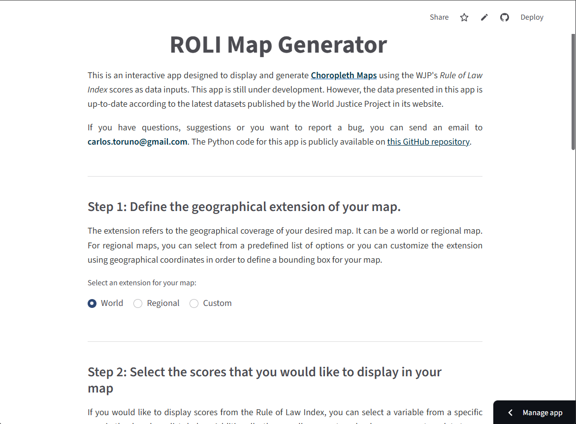ROLI MAP Generator home page.
